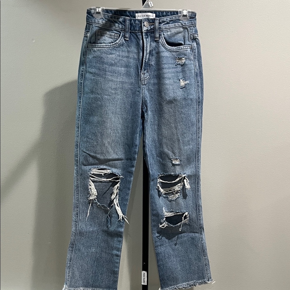 Flying Monkey Destructed Raw Hem Ankle Jeans